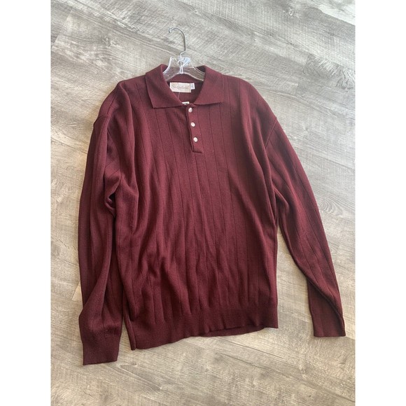 NWT Sedgefield Vintage Large Knit Burgundy Collared Neck Sweater. Made In USA! - Picture 7 of 12